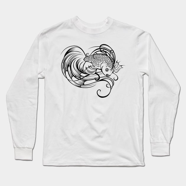 Stylized beautiful fish Long Sleeve T-Shirt by Blackmoon9